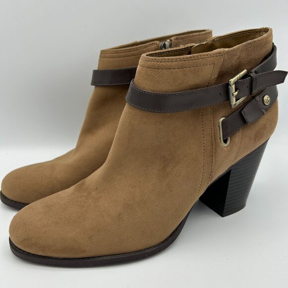 Liz Claiborne Flex Form Womens 11M  Brown Faux Suede Ankle Boots Western Buckle - Picture 10 of 11